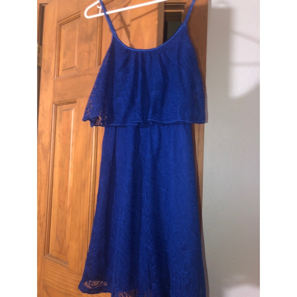 Blue lace mini dress